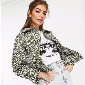 Monki Nico organic cotton quilted jacket in floral print